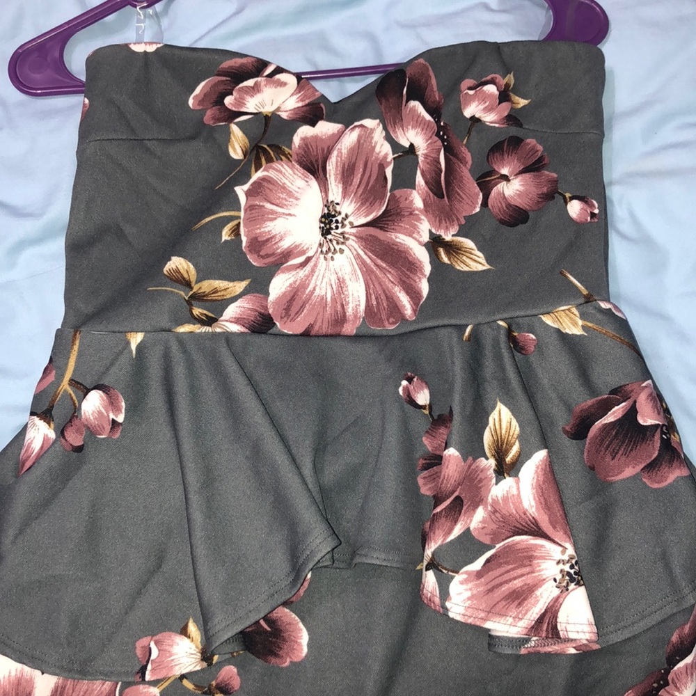 Floral  strapless peplum dress from Charlotte Rousse